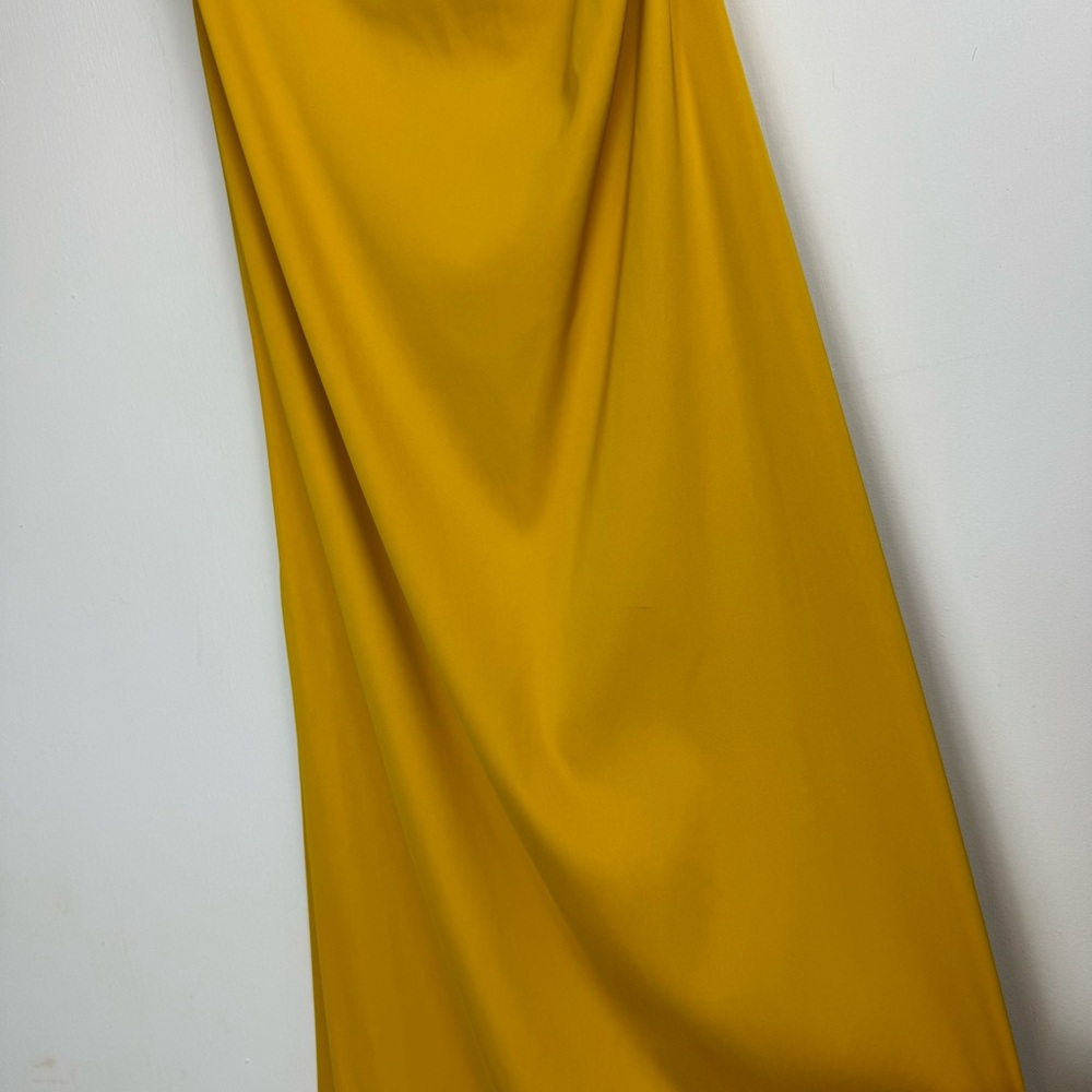 NWT ZARA Strapless Maxi Dress Sz Small Golden Yellow Side Pleats Ruched - Picture 15 of 16